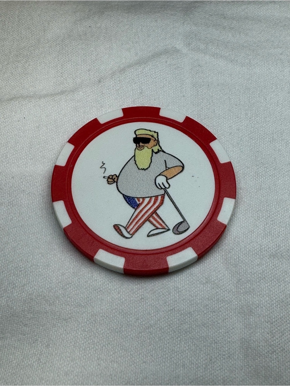 Red and White Patriotic Golf Chip Golf Ball Marker